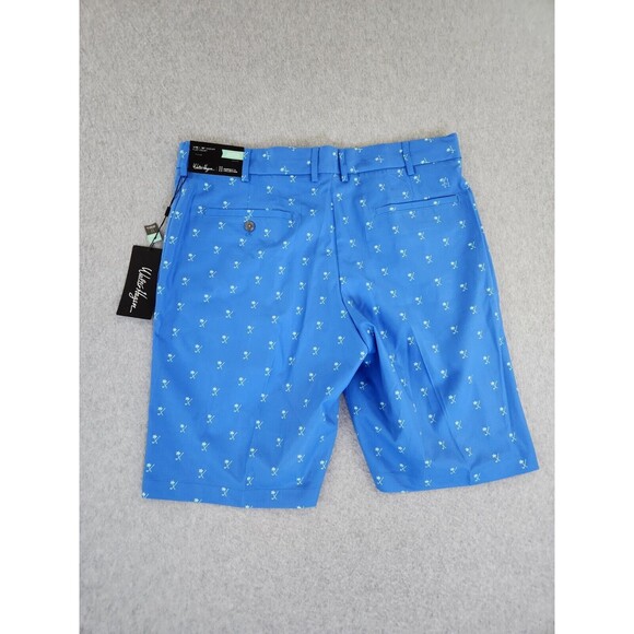 Walter Hagen Men Flat Front Performance 11 Golf Shorts Blue Palms SZ 35 MSRP $70 - Picture 7 of 9